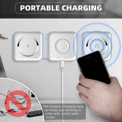 3 in 1 Foldable Magnetic Wireless Charger Stand