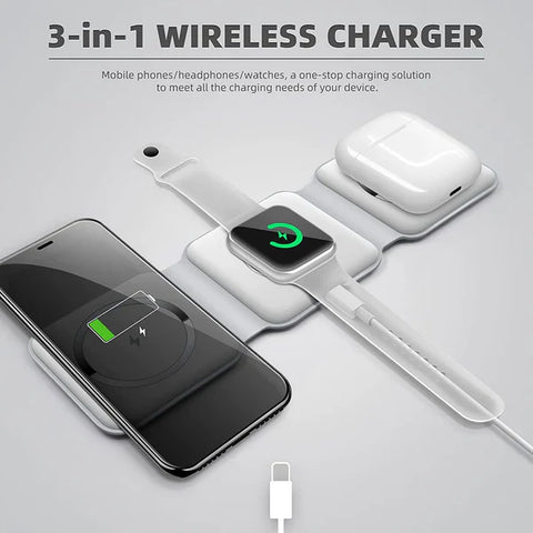 3 in 1 Foldable Magnetic Wireless Charger Stand